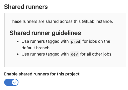 Shared runner details example