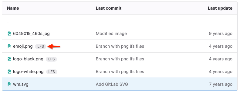 Git LFS tracking status