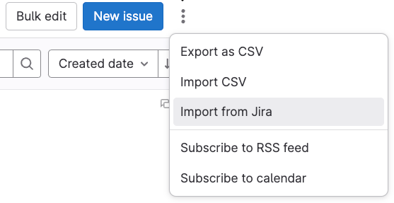 Import issues from Jira button