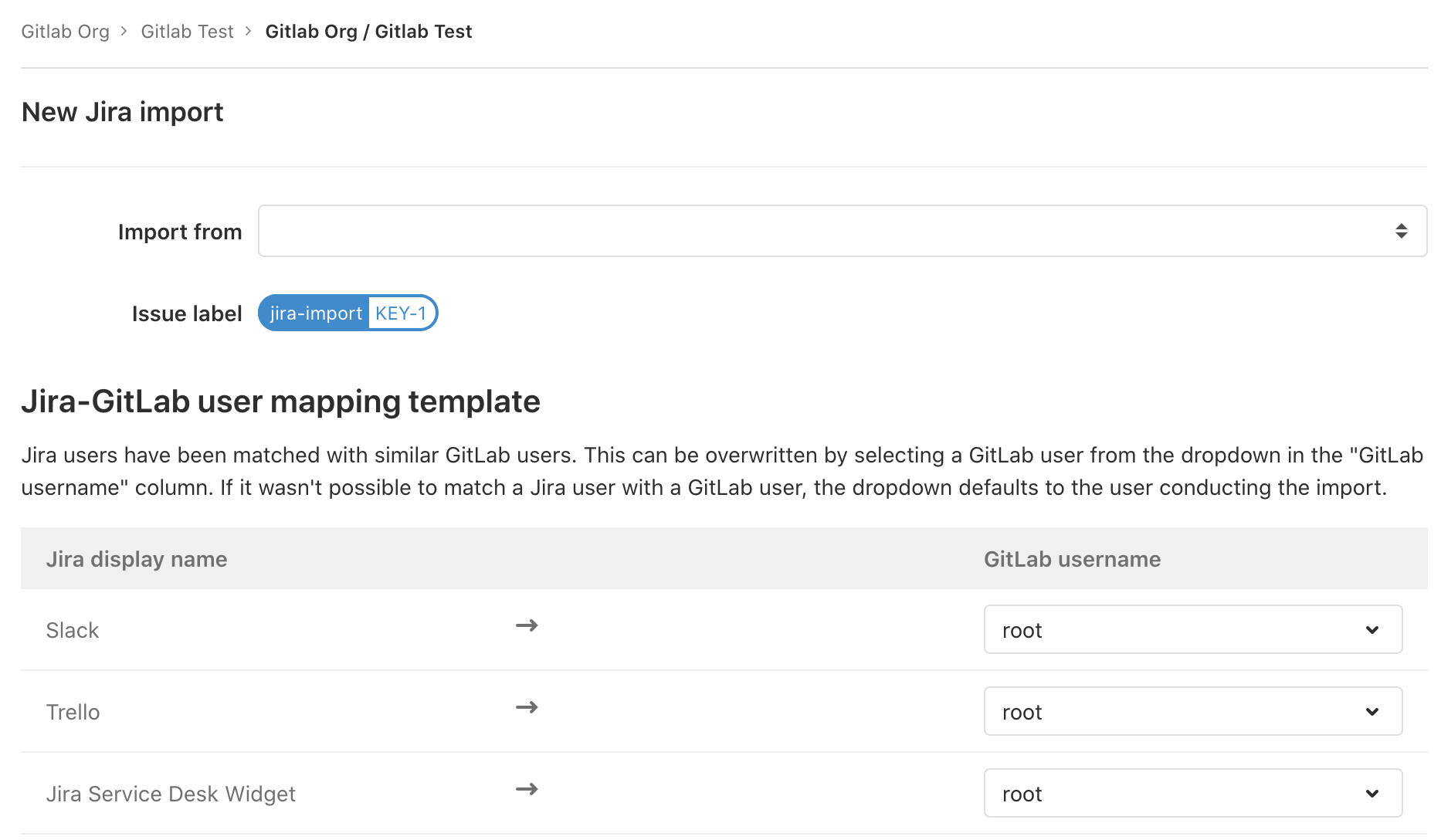 Import issues from Jira form