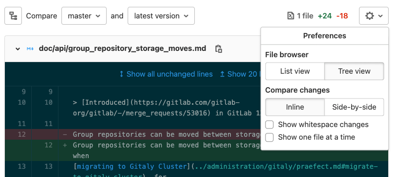 Changes in merge requests GitLab