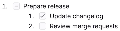 Example of ordered checkboxes in GitLab